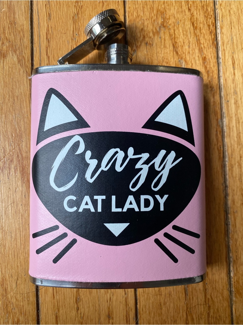 Francesca's Collections Pink 'Crazy Cat Lady' Cat Face Flask